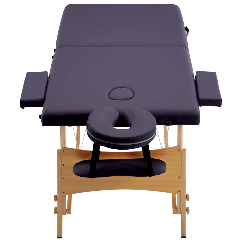 vidaXL Massagetafel inklapbaar 2 zones hout paars - Image 3