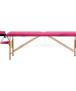 vidaXL Massagetafel inklapbaar 2 zones hout roze