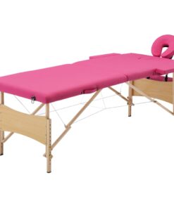 vidaXL Massagetafel inklapbaar 2 zones hout roze