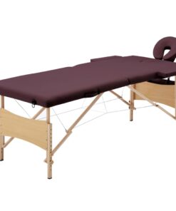 vidaXL Massagetafel inklapbaar 2 zones hout wijnpaars