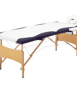 vidaXL Massagetafel inklapbaar 2 zones hout wit en paars