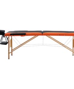 vidaXL Massagetafel inklapbaar 2 zones hout zwart en oranje