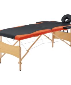 vidaXL Massagetafel inklapbaar 2 zones hout zwart en oranje