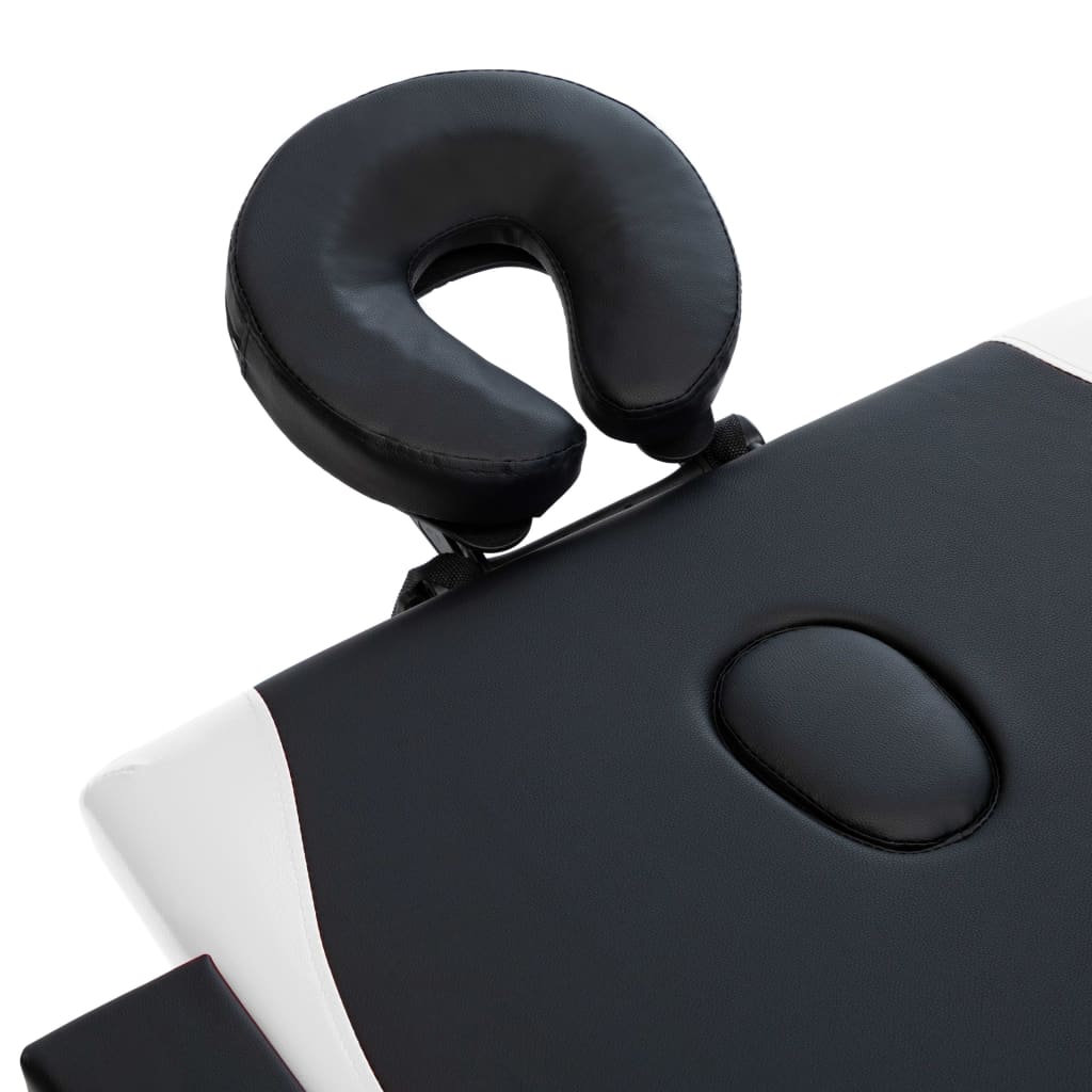 vidaXL Massagetafel inklapbaar 2 zones hout zwart en wit - Image 5