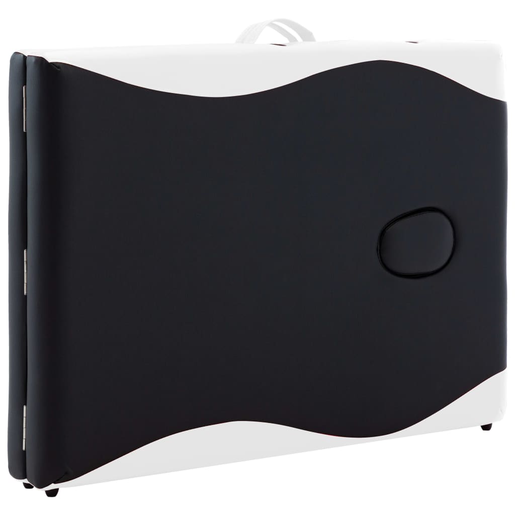 vidaXL Massagetafel inklapbaar 2 zones hout zwart en wit - Image 7