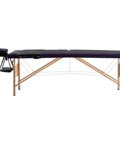 vidaXL Massagetafel inklapbaar 2 zones hout zwart