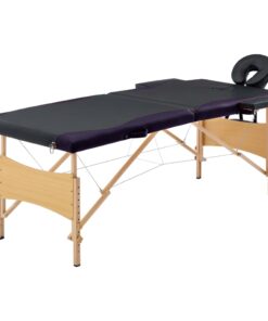 vidaXL Massagetafel inklapbaar 2 zones hout zwart