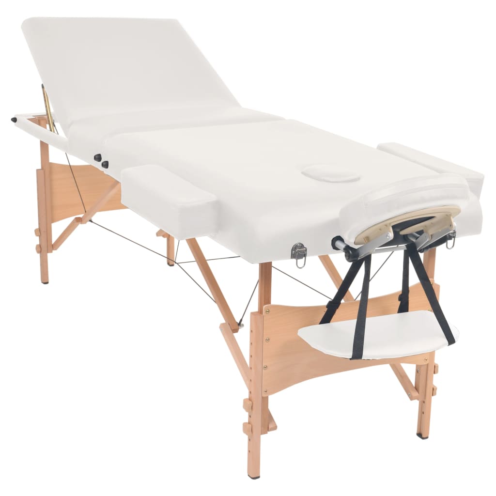 vidaXL Massagetafel inklapbaar 3 zones 10 cm dik wit