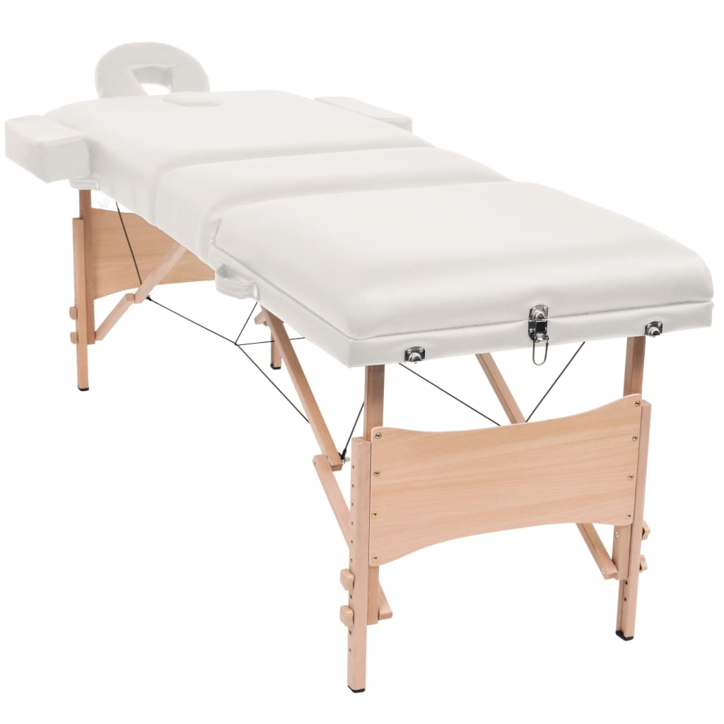 vidaXL Massagetafel inklapbaar 3 zones 10 cm dik wit - Image 3