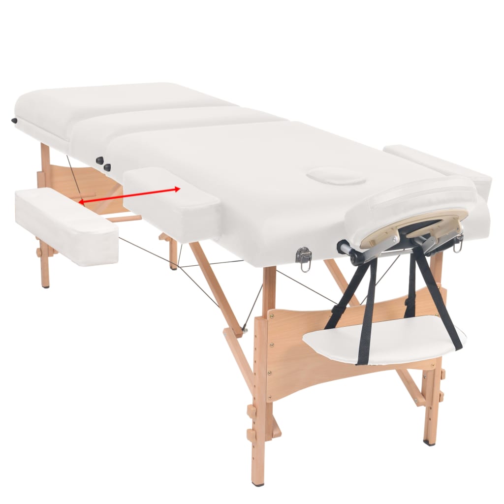 vidaXL Massagetafel inklapbaar 3 zones 10 cm dik wit - Image 4