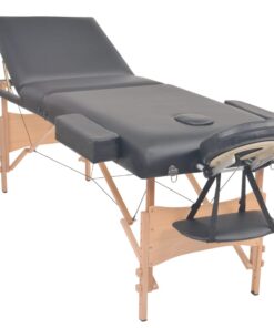 vidaXL Massagetafel inklapbaar 3 zones 10 cm dik zwart