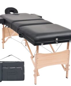 vidaXL Massagetafel inklapbaar 3 zones 10 cm dik zwart