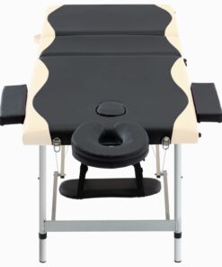 vidaXL Massagetafel inklapbaar 3 zones aluminium zwart en beige