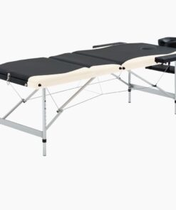 vidaXL Massagetafel inklapbaar 3 zones aluminium zwart en beige