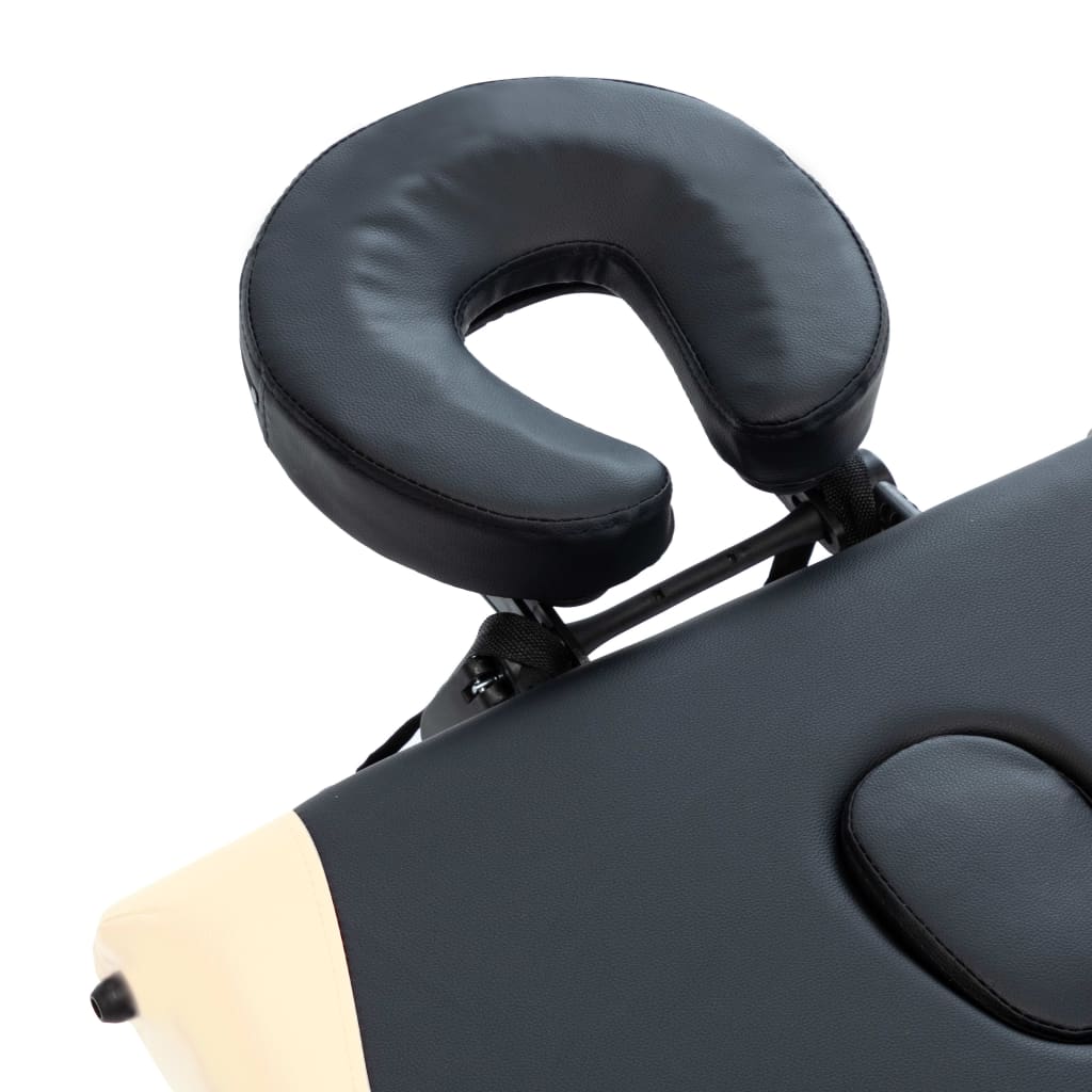 vidaXL Massagetafel inklapbaar 3 zones aluminium zwart en beige - Image 6