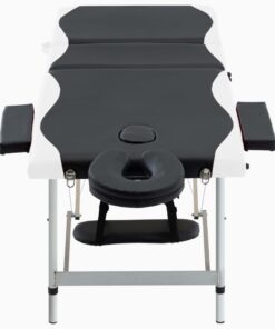 vidaXL Massagetafel inklapbaar 3 zones aluminium zwart en wit