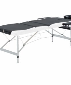 vidaXL Massagetafel inklapbaar 3 zones aluminium zwart en wit