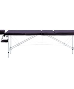 vidaXL Massagetafel inklapbaar 3 zones aluminum paars