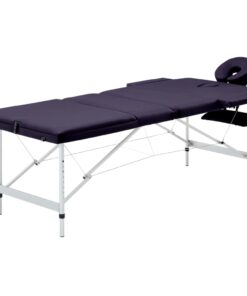 vidaXL Massagetafel inklapbaar 3 zones aluminum paars