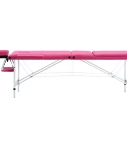 vidaXL Massagetafel inklapbaar 3 zones aluminum roze
