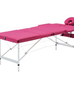 vidaXL Massagetafel inklapbaar 3 zones aluminum roze