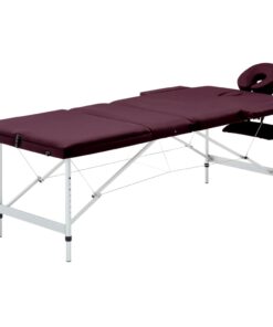 vidaXL Massagetafel inklapbaar 3 zones aluminum wijnpaars