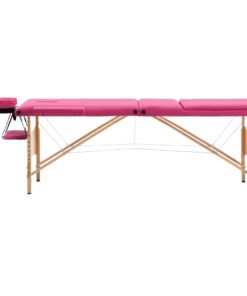 vidaXL Massagetafel inklapbaar 3 zones hout roze