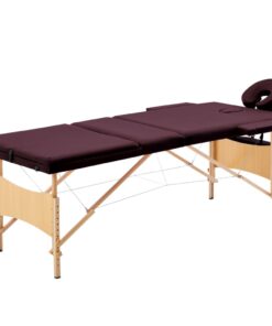 vidaXL Massagetafel inklapbaar 3 zones hout wijnpaars