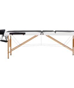 vidaXL Massagetafel inklapbaar 3 zones hout zwart en wit