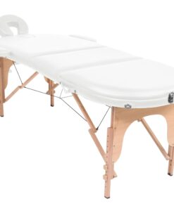 vidaXL Massagetafel inklapbaar 4 cm dik met 2 bolsters ovaal wit