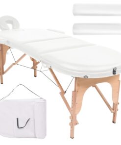 vidaXL Massagetafel inklapbaar 4 cm dik met 2 bolsters ovaal wit