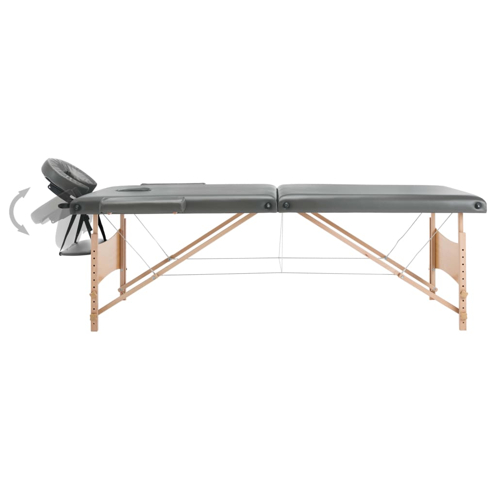 vidaXL Massagetafel met 2 zones 186x68 cm houten frame antraciet - Image 3