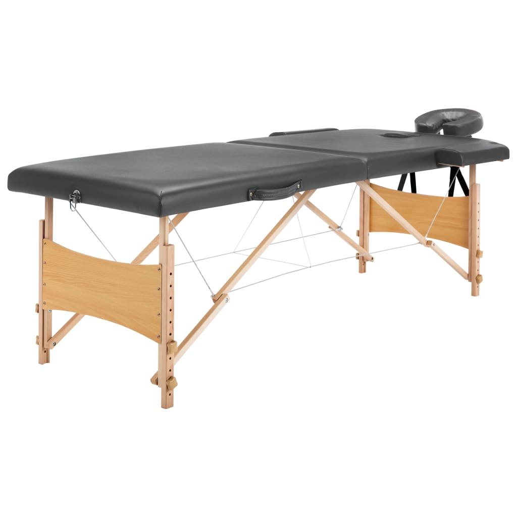 vidaXL Massagetafel met 2 zones 186x68 cm houten frame antraciet