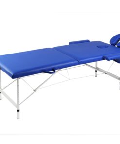 vidaXL Massagetafel met 2 zones inklapbaar aluminum frame blauw