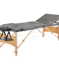 vidaXL Massagetafel met 3 zones 186x68 cm houten frame antraciet