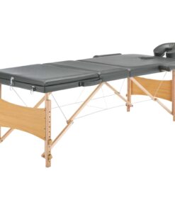 vidaXL Massagetafel met 3 zones 186x68 cm houten frame antraciet