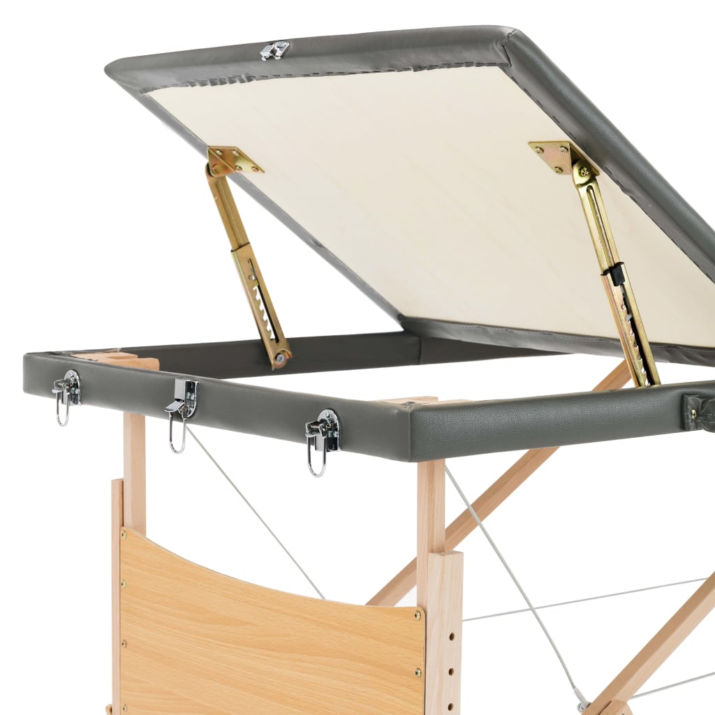 vidaXL Massagetafel met 3 zones 186x68 cm houten frame antraciet - Image 7