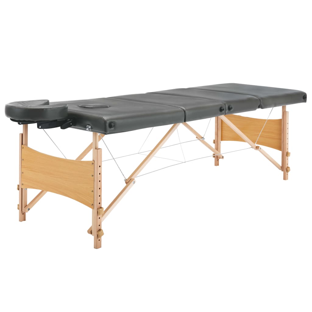 vidaXL Massagetafel met 4 zones 186x68 cm houten frame antraciet - Image 4