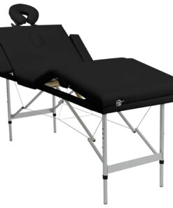 vidaXL Massagetafel met 4 zones inklapbaar aluminum frame zwart