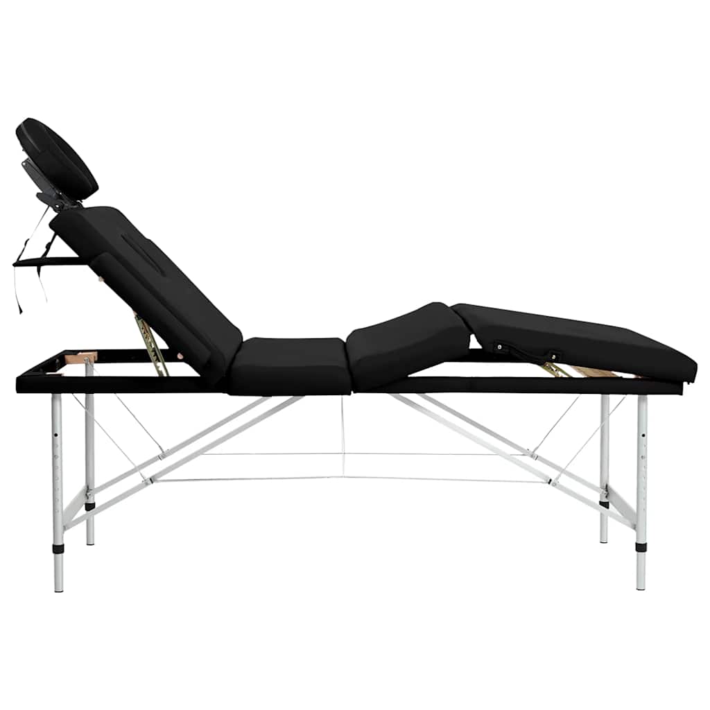 vidaXL Massagetafel met 4 zones inklapbaar aluminum frame zwart - Image 4