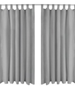 vidaXL Micro-satijnen gordijnen met lussen 140x175 cm grijs 2 st