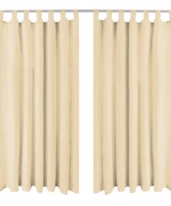 vidaXL Micro-satijnen gordijnen met lussen 140x225 cm beige 2 st