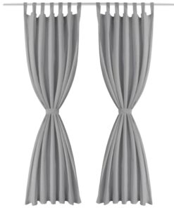vidaXL Micro-satijnen gordijnen met lussen 140x225 cm grijs 2 st