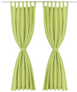 vidaXL Micro-satijnen gordijnen met lussen 140x225 cm groen 2 st