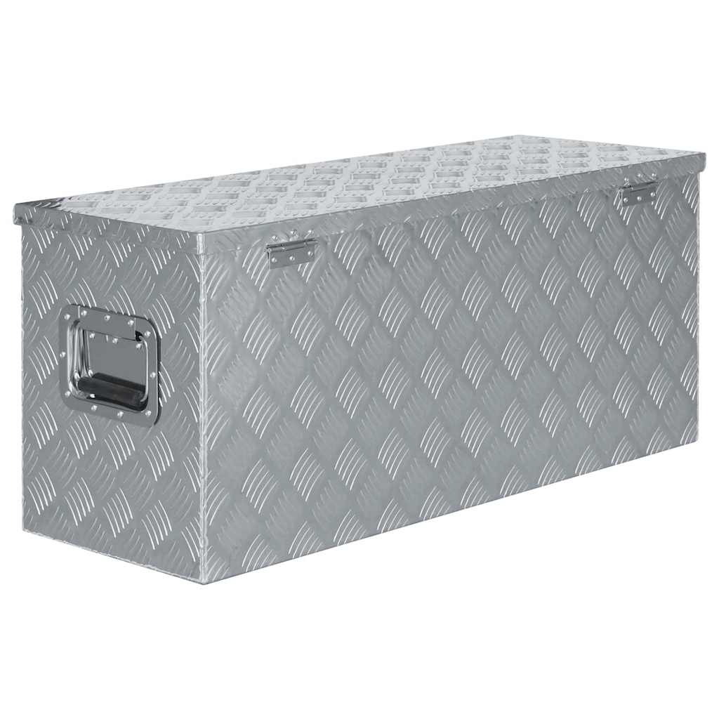 vidaXL Opbergkist 90,5x35x40 cm aluminium zilverkleurig - Afbeelding 5