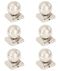 vidaXL Paalkappen 6 st bol 91x91 mm roestvrij staal