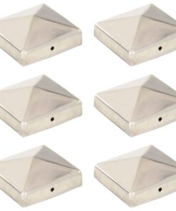 vidaXL Paalkappen 6 st piramide 81x81 mm roestvrij staal