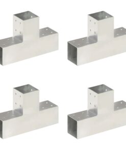 vidaXL Paalverbindingen 4 st T-vorm 81x81 mm gegalvaniseerd metaal