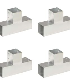 vidaXL Paalverbindingen 4 st T-vorm 91x91 mm gegalvaniseerd metaal