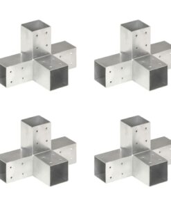 vidaXL Paalverbindingen 4 st X-vorm 71x71 mm gegalvaniseerd metaal